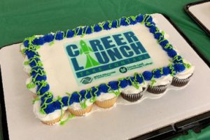 Cake with Career Launch on it