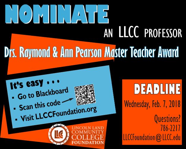 Nominate an LLCC professor for the Pearson Master Teacher Award by Feb. 7