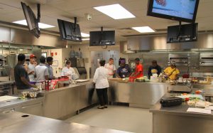 Nancy Sweet with Career Launch teens in culinary lab