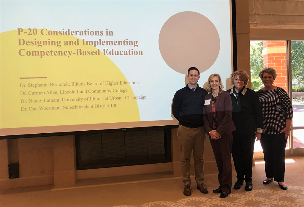 Dr. Dan Woestman, Dr. Carmen Allen, Dr. Stephanie Bernoteit and Dr. Nancy Latham - panel presenters of "P-20 Considerations in Designing and Implementing Competency-Based Education