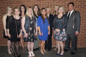 2019 inductees: Bethany Barry, Paige Dobson, Amanda Clevenger, Shyla Rogers, Manuel Caga-anan, Emily Williams, Andrea Staples, Alexis Irlam, Lori Dodwell and Shelby White
