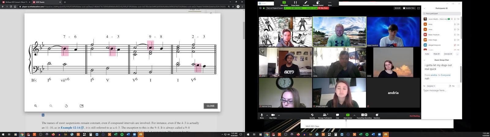 Music notation and virtual class via Zoom