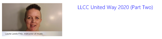 LLCC United Way 2020 (Part Two). Laurie Lewis-Fritz, instructor of music
