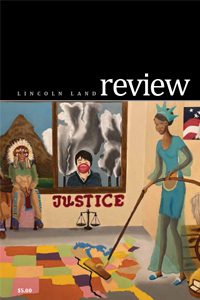 Lincoln Land Review. Artwork on cover with the theme of justice.