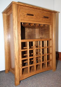 wooden wine rack with drawer, craftsman style 