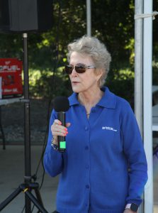 Dr. Charlotte Warren speaking at Lineman Rodeo