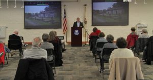 Dr. Wheeler speaking to the audience in the Trutter Center