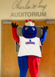 LLCC mascot Linc in LLCC Litchfield auditorium 