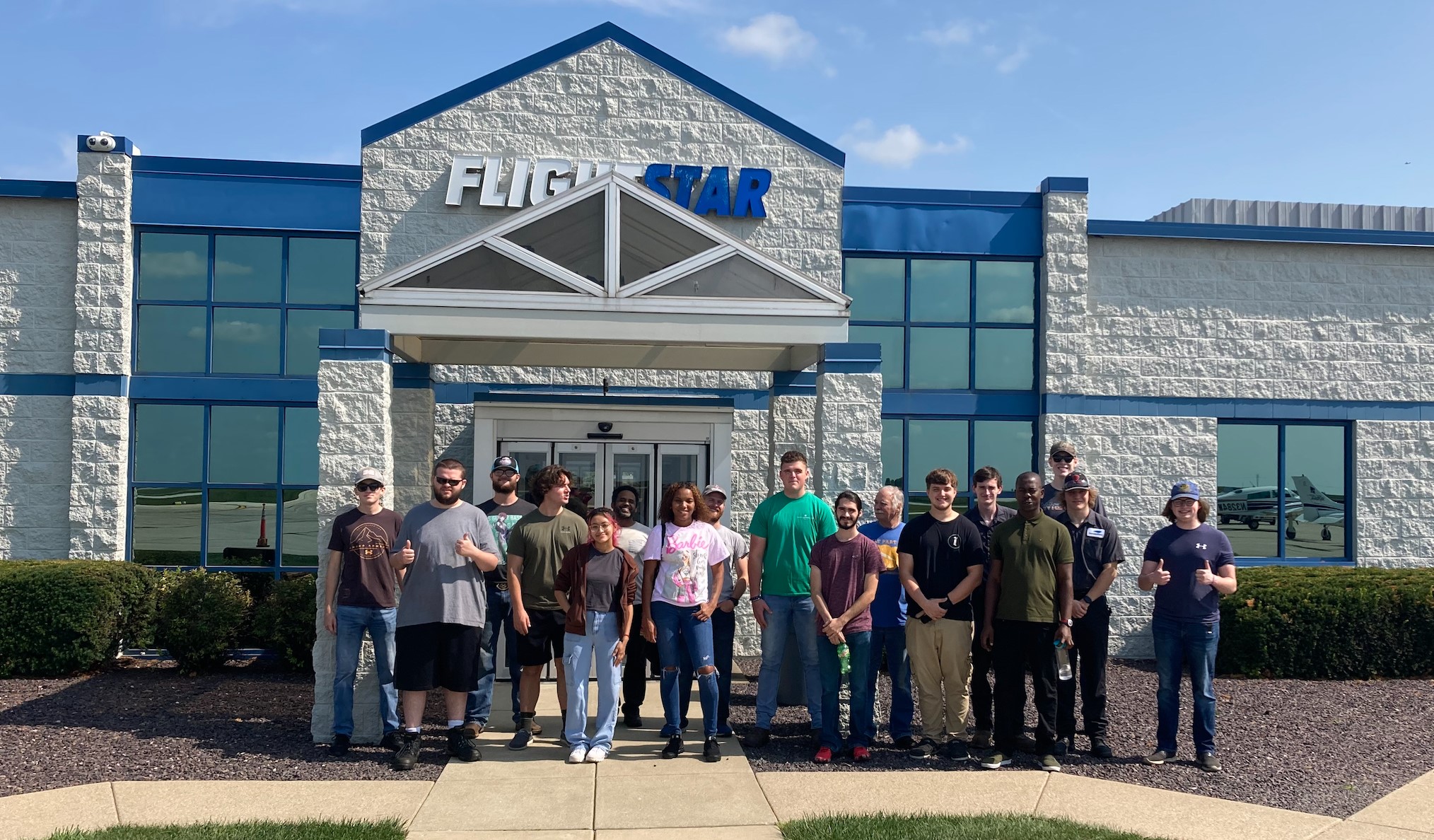 LLCC students in front of the FlightStar building