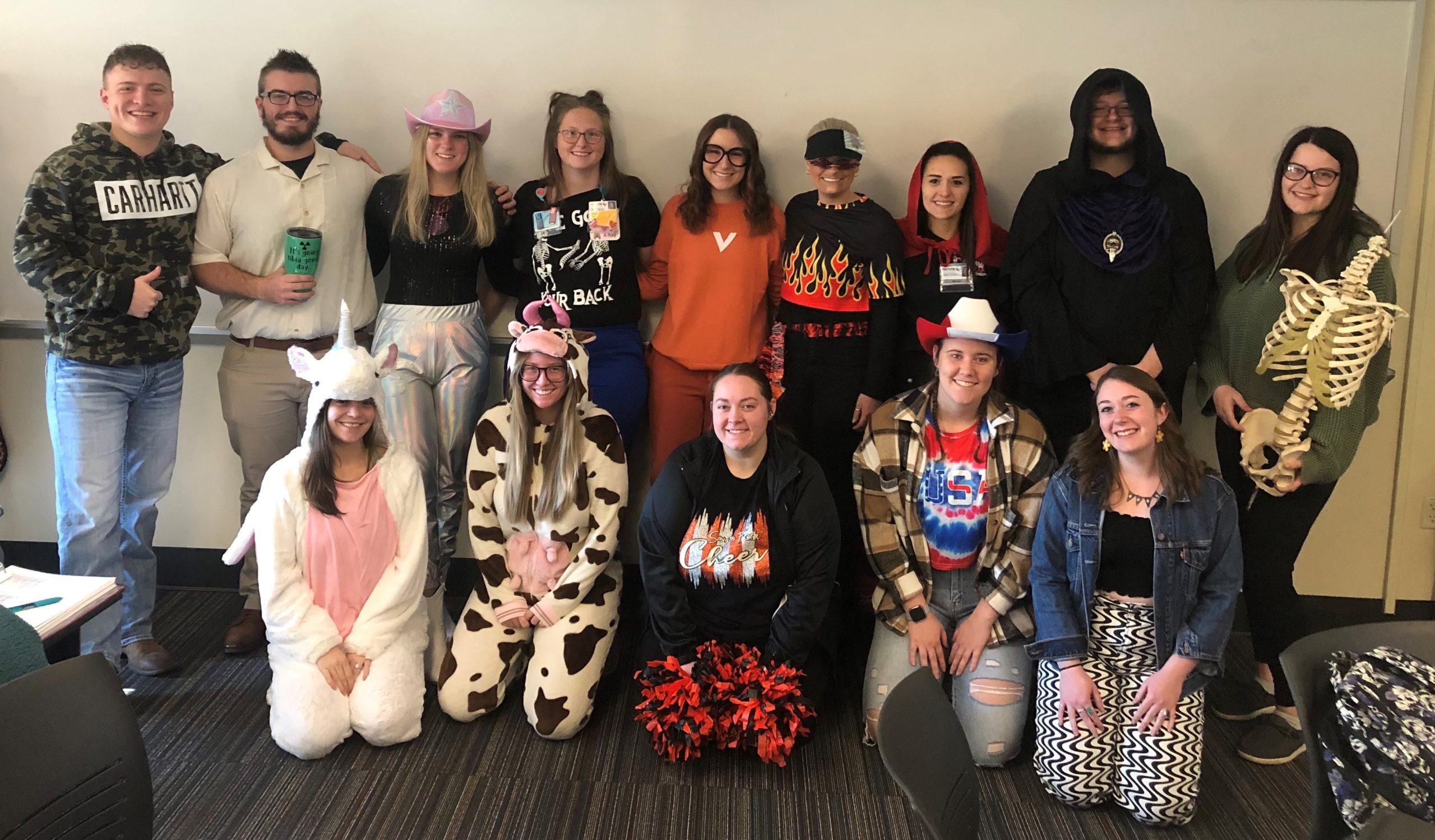 Radiography students in Halloween costumes