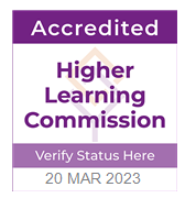Accredited. Higher Learning Commission. Verify Status Here. 20 MAR 2023.