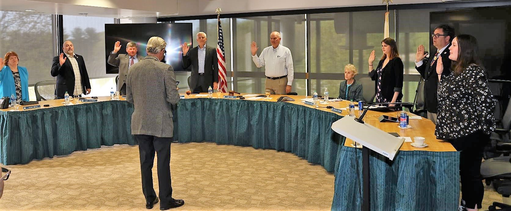 Board of Trustees being sworn in
