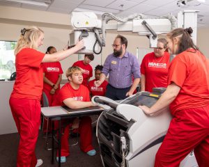 Students getting hands-on experience with x-ray equipment