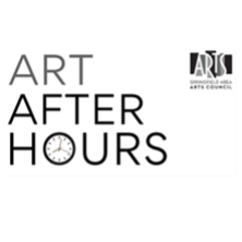 Art After Hours with clock in "o" of Hours. Springfield Area Arts Council.
