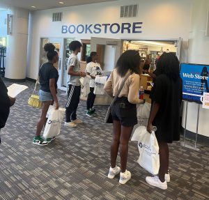 Students standing outside of the LLCC Bookstore