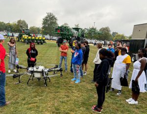 Ag drone demonstration being held for students outside Kreher Agriculture Center