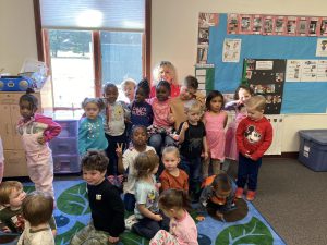Child Development Center students with Marne Fauser