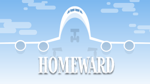 Homeward. Graphic of airplane taking off.
