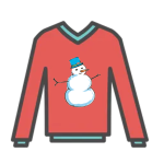 Red sweater with snowman