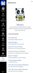 Talkspace icon located on Canva panel. LLCC has partnered with Talkspace to bring students convenient, personal and professional onilne/virtual therapy.