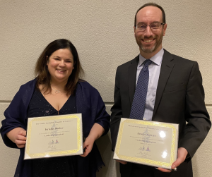 Jessica Booher and Dr. Jason Dockter with graduation certificates from Leadership Springfield.