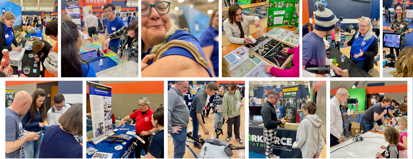 LLCC faculty, staff, and students promote STEM education at the Central Illinois STEM Fair in Rochester on April 10, 2024.
