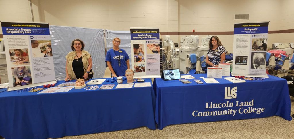 LLCC representatives from respiratory care, neurodiagnostic technology and radiography participate in the HSHS Careers Boot Camp.