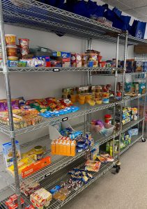 A stocked food pantry at LLCC.