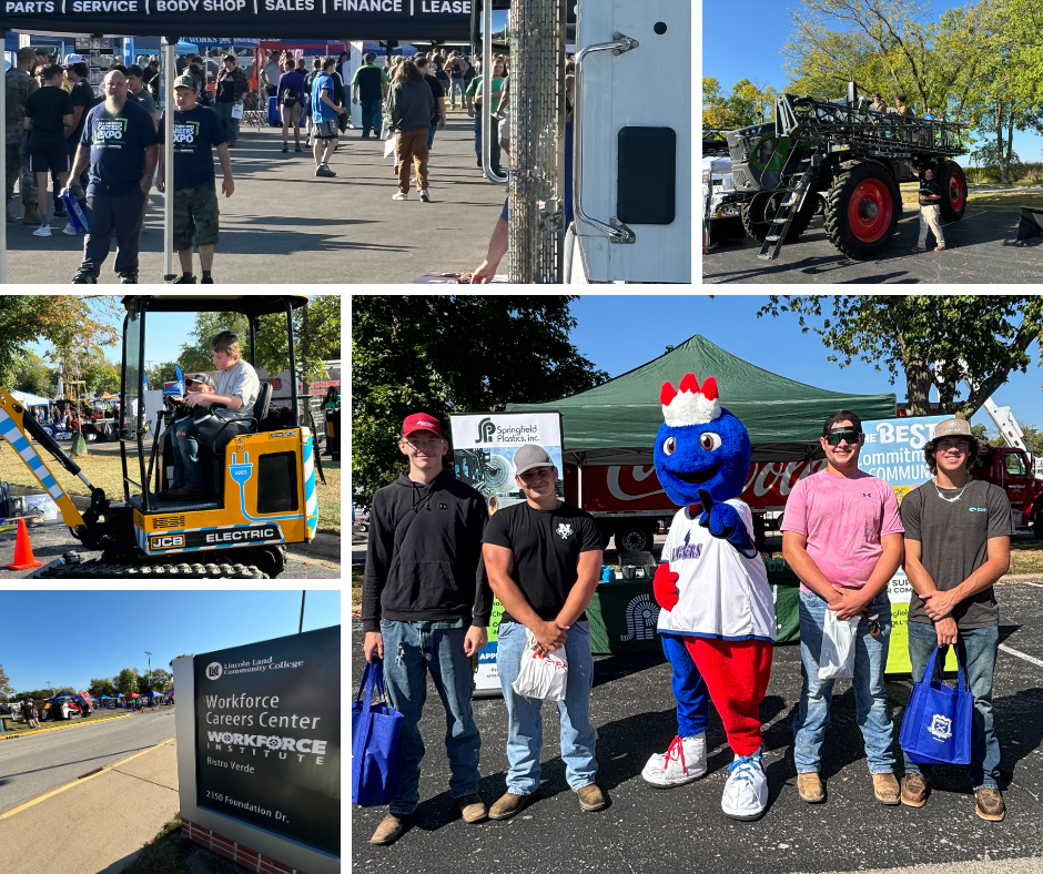 Photos of high school students enjoying the Workforce Expo at LLCC.
