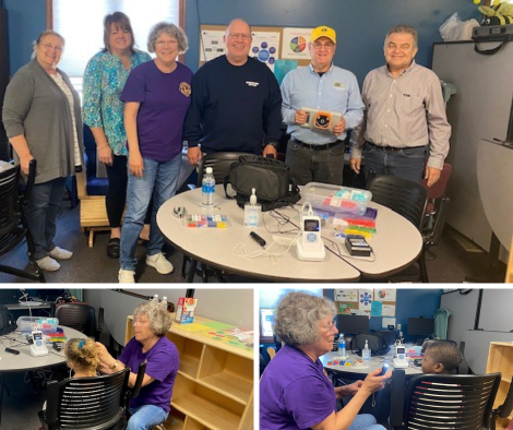 Springfield Lions Club members providing hearing tests at LLCC CDC.