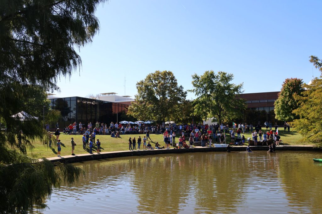 Crowds gathered on Lake Macoupin to watch the boat regatta.