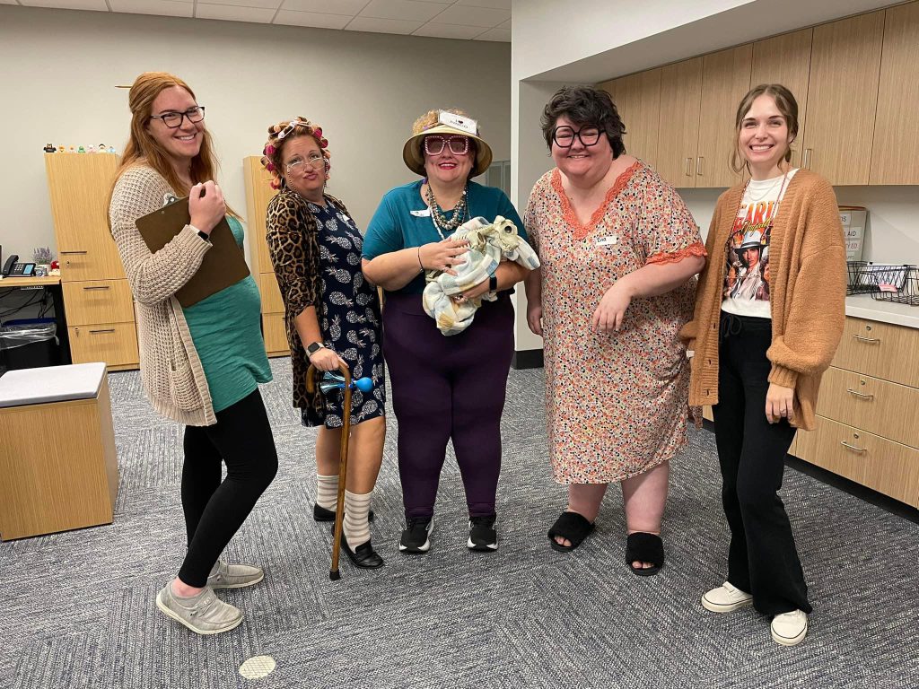 Admissions staff dressed up for Halloween