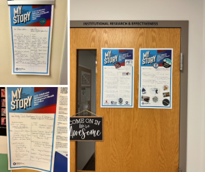 Photos of My Story Boards on LLCC doors.